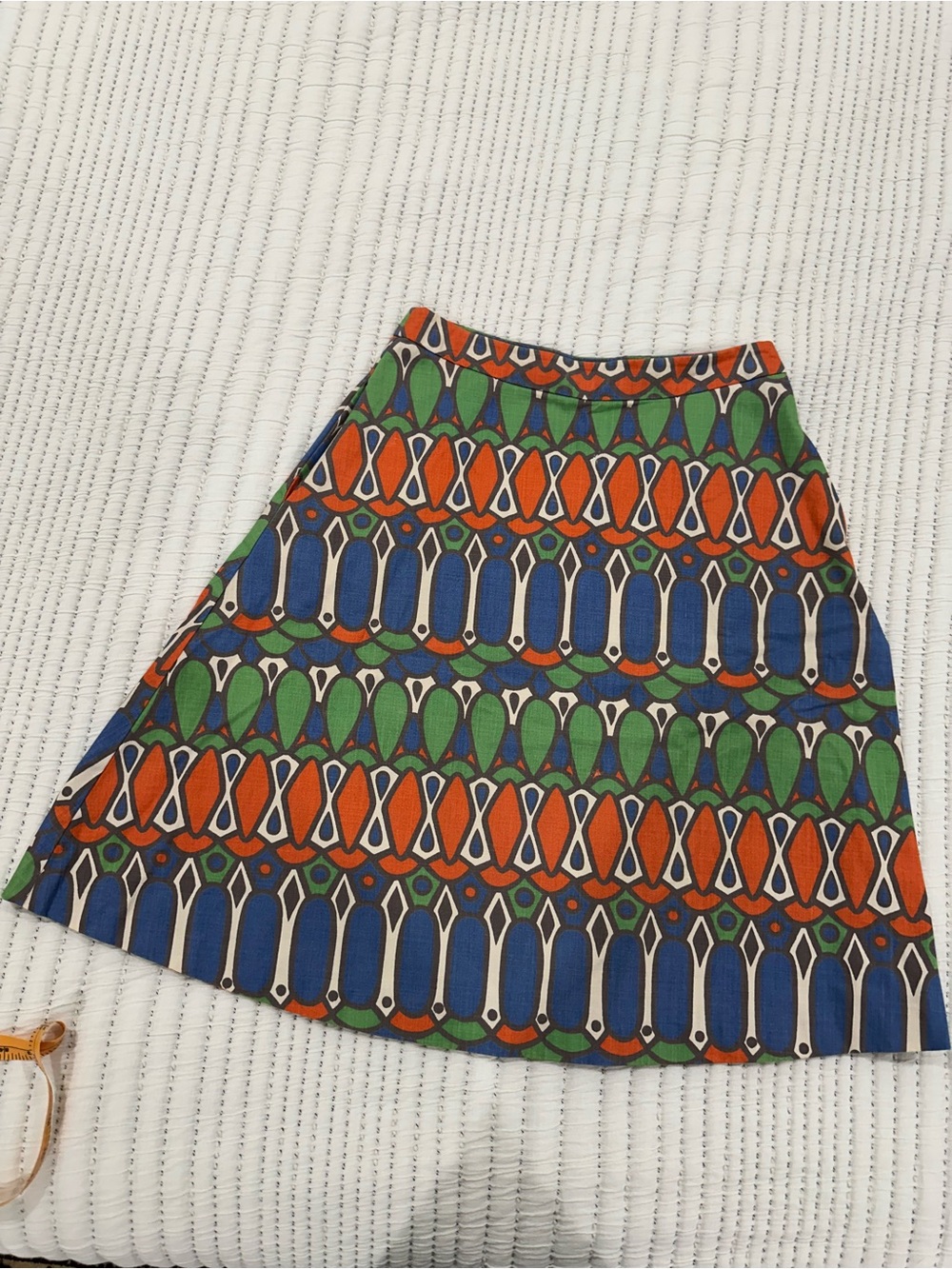 Boden Multicolor Circle Skater Skirt in Blue, Green & Orange